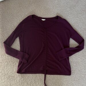 Women's Long Sleeve Drawstring Waffle Knit Top - Plum Aeropostale